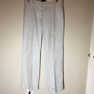 Seersucker wide leg trousers.